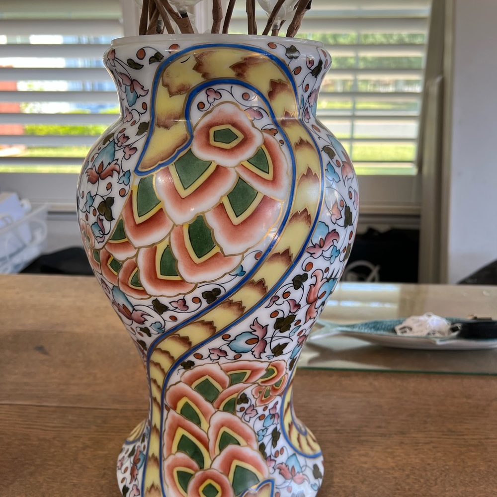 Colorful Ceramic Vase with Floral Design